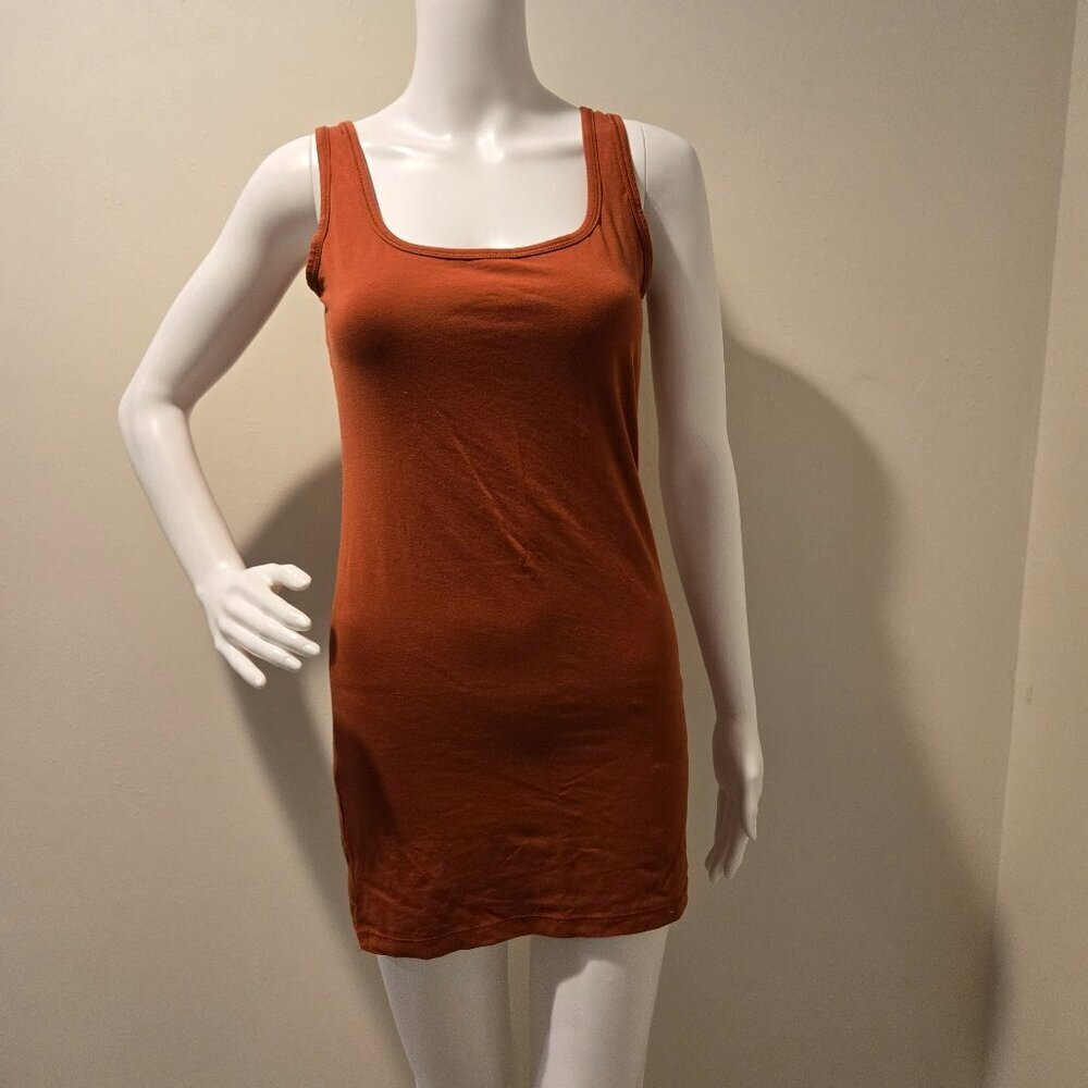 Peruvian Connection Pima Cotton Tank Dress Orange/Rust S
